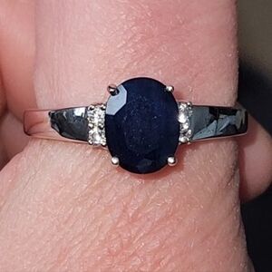 Blue Sapphire Rhodium Over Sterling Silver Ring 2.59ctw